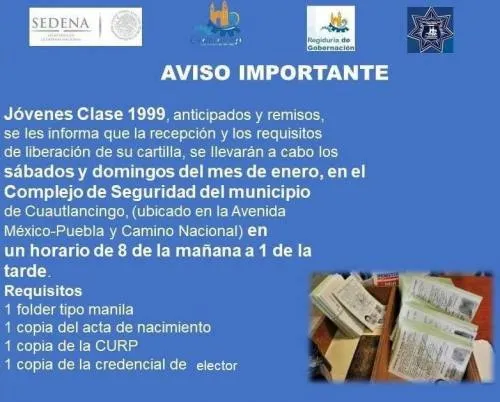 Personal de la 25 Zona Militar recibirá documentación en Cuautlancingo para liberación de cartilla