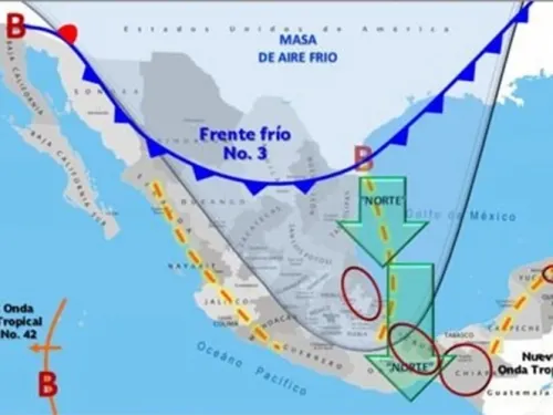 Frente frío 3 ingresará al norte del país en las próximas horas