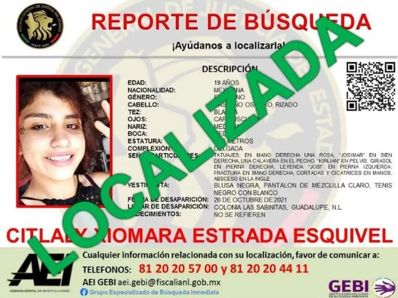 Encuentran con vida a joven que llevaba casi dos meses desaparecida