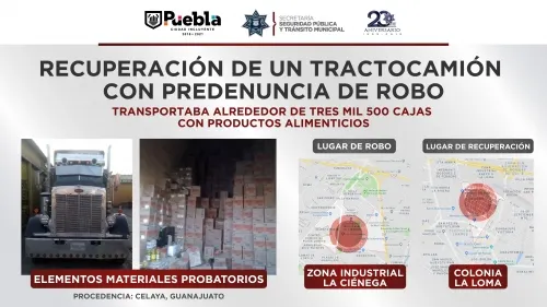 Recuperó SSPTM de puebla un tractocamión con predenuncia de robo