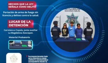 Policías de Atlixco aseguran armas y presunta droga durante patrullaje; detienen a tres personas