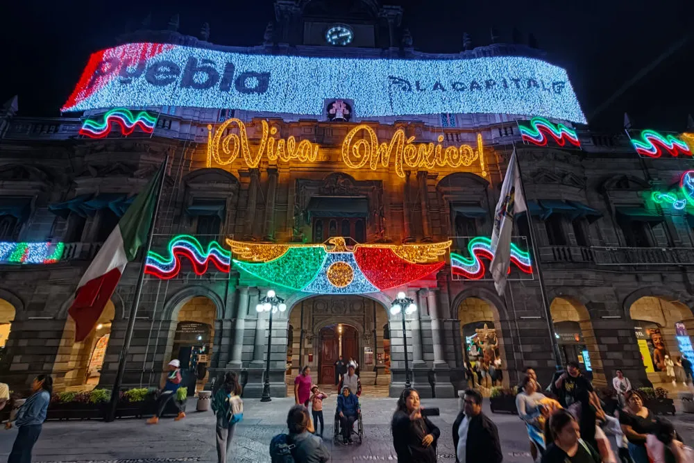 Encendido patrio Centro Histórico de Puebla