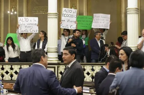Vecinos de Cuautlancingo demandaron a diputados locales frenen ecocidio en vivero