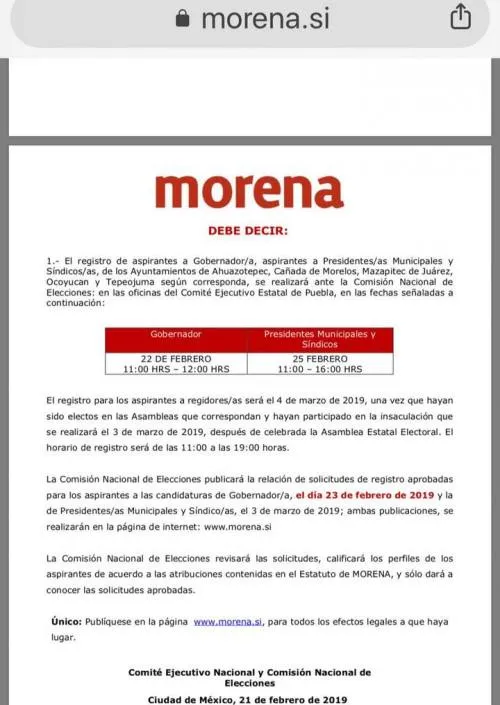 Adelanta Morena su proceso interno