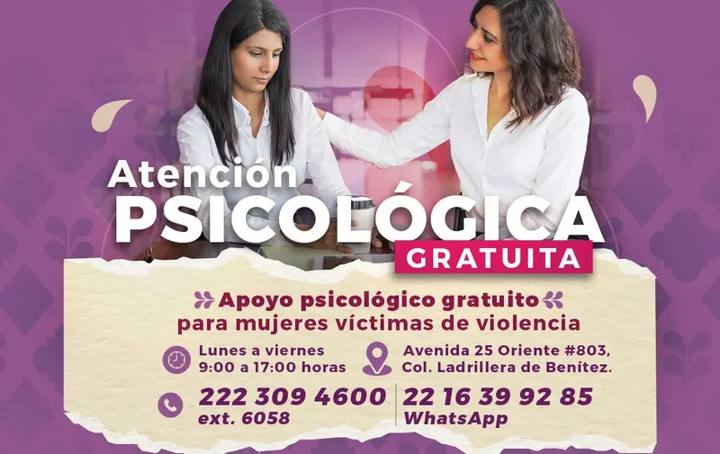 Ofrece Secretaría de las Mujeres atención psicológica y asesoría jurídica gratuita en Puebla