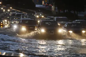 Intensa lluvia deja árbol caído y desprendimiento de lonas de espectaculares
