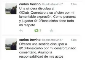 Carlos Manuel Treviño huye de Twitter luego de disculparse con Ronaldinho
