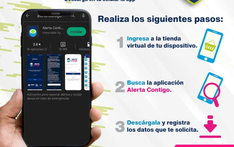 Proceso de descarga, aplicación Alerta Contigo
