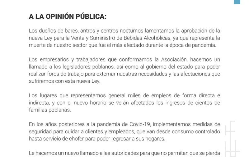 Empresarios de Puebla rechazan nueva ley de venta de alcohol
