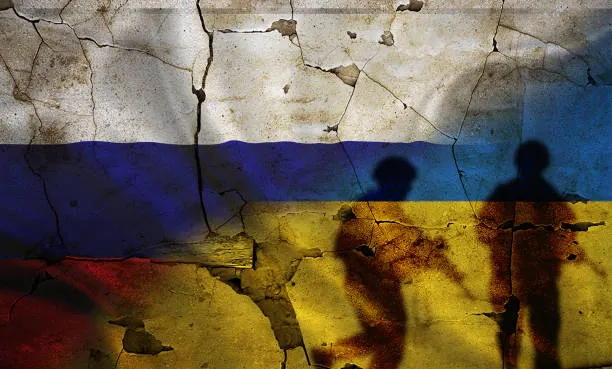 Banderas de Rusia y Ucrania
