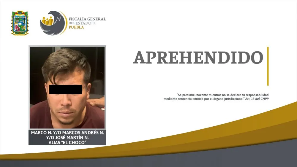 Aprehende Fiscalía Puebla a “El Choco” por homicidio de un Juez de Paz