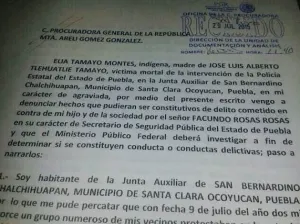 Denuncia Elia Tamayo a Facundo Rosas en la PGR