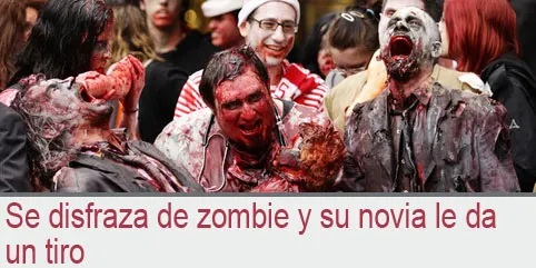 Se disfraza de zombie y su novia le da un tiro