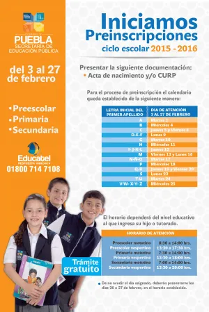Preinscripción escolar del 3 al 27 de febrero