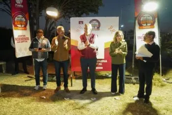 Fortalece Ayuntamiento de Puebla Senderos de Paz con alumbrado público LED en Geovillas del Sur