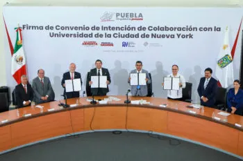 Firma Alejandro Armenta convenio de colaboración con Universidad de Nueva York 