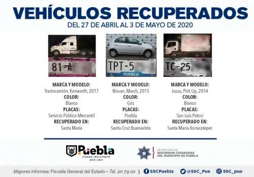 Remitió policía municipal de Puebla 14 vehículos ante el agente del ministerio público