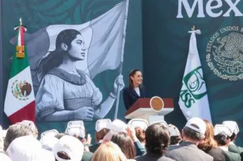 Encabeza Sheinbaum la 115 Asamblea General Ordinaria del IMSS en Palacio Nacional