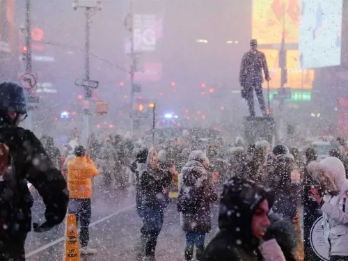 Cae nieve en Times Square y el video se hace viral