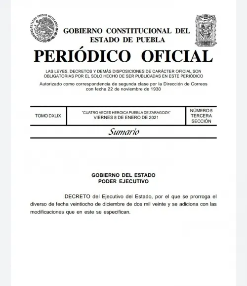 Gobierno estatal publica decreto que oficializa confinamiento hasta el 25 de enero