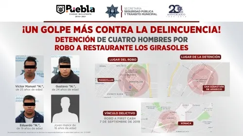 Detuvo SSPTM de Puebla a cuatro hombres por robo a restaurante