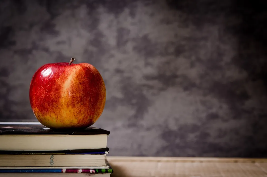 manzana y libros