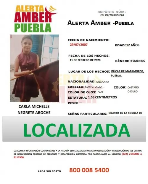 Resultado de Alerta Amber se localizó a menor de edad