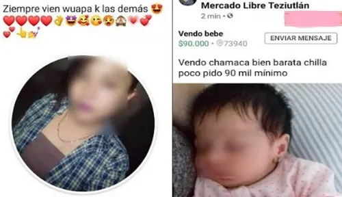 Vende a su bebé en 90 mil pesos, en mercado libre Teziutlán