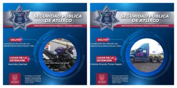 La Policía de Atlixco localizó vehículos con reporte de robo
