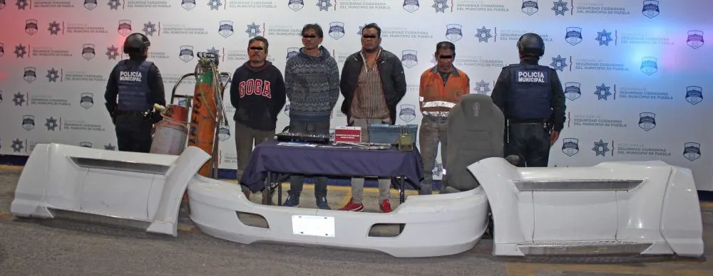 Desarticuló policía municipal de Puebla a banda dedicada al robo y desmantelamiento de vehículos