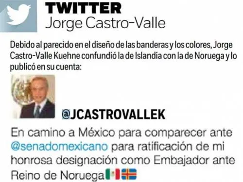 Embajador mexicano confunde bandera en Twitter