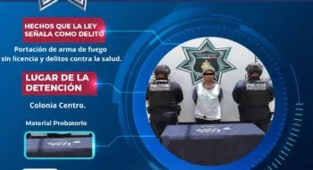 Policía de Atlixco detiene a sujeto en posesión de sustancias ilícitas y un arma hechiza