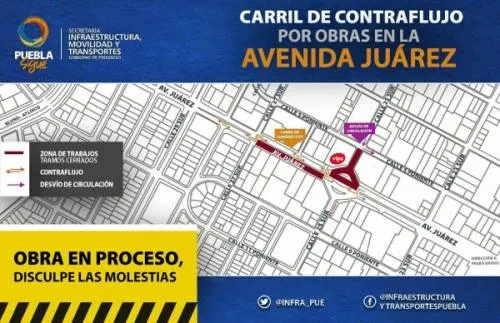 Anuncia Secretaría de Infraestructura nuevo cierre vial en avenida Juárez por obras