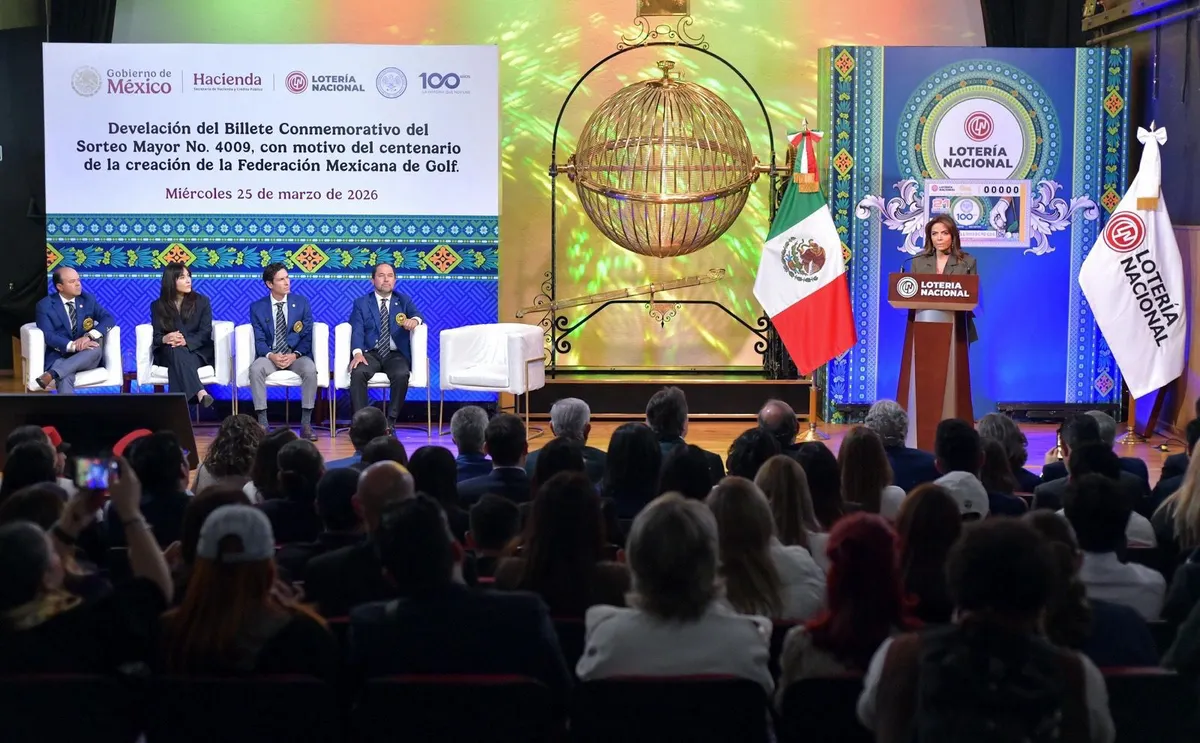 Lanzan billete de lotería por los 100 años de la Federación Mexicana de Golf; destacan que el deporte es parte esencial de la transformación nacional