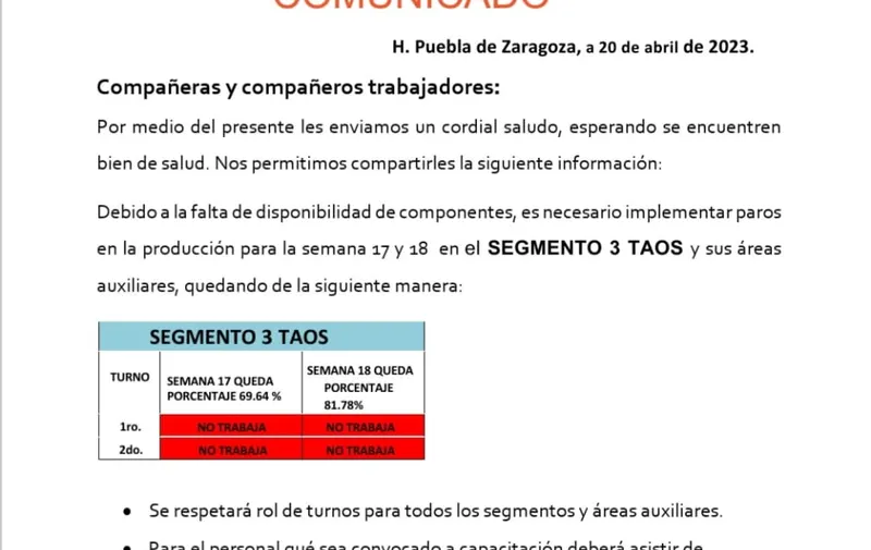 Paro Técnico VW