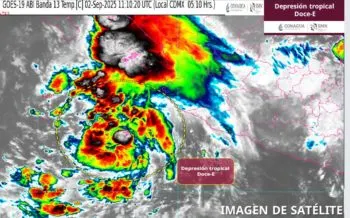 Depresión Tropical Doce-E provoca lluvias intensas en 5 estados y podría intensificarse esta noche
