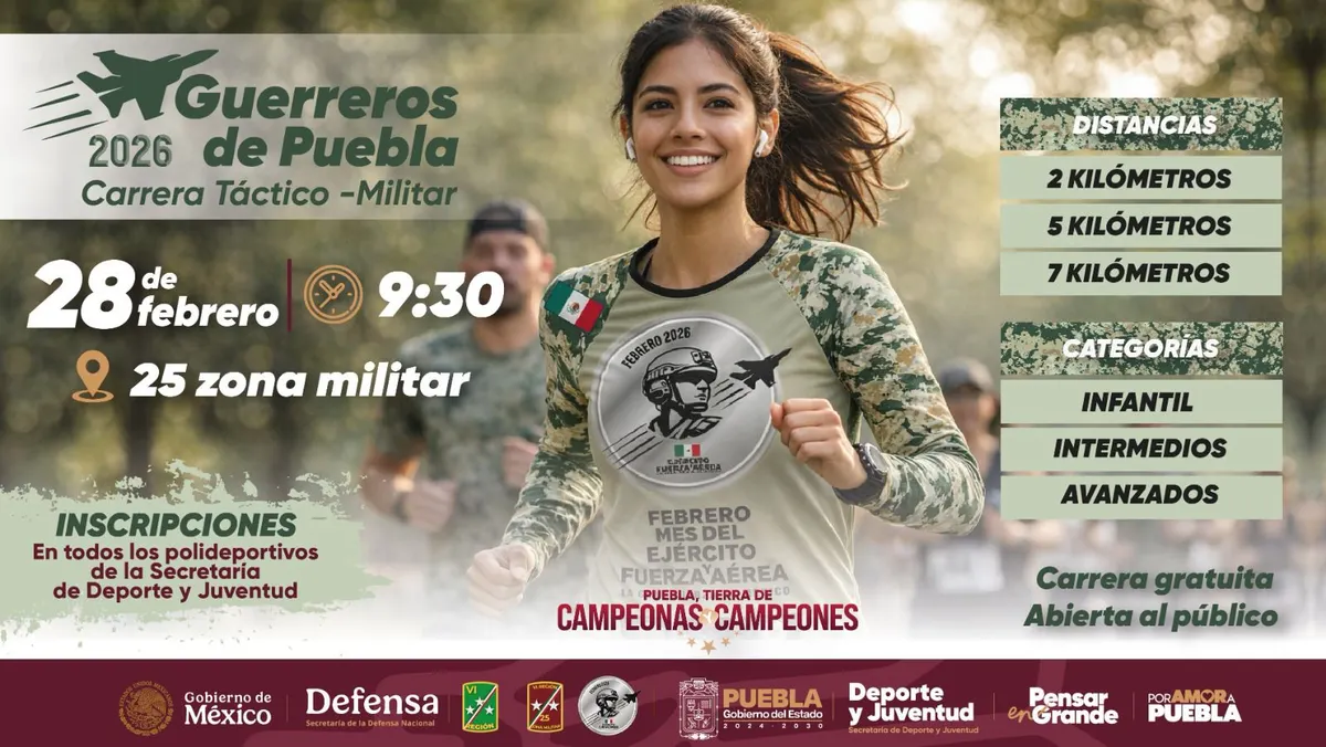 Anuncian carrera Táctico Militar “Guerreros de Puebla” por el Mes del Ejército y la Fuerza Aérea