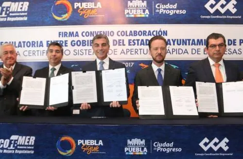 Gobierno del estado y Ayuntamiento de Puebla firman convenio en materia de Mejora Regulatoria
