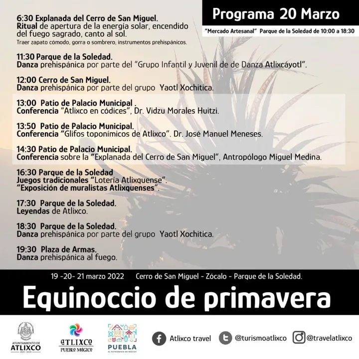 Por primera vez Atlixco realizará celebración de Equinoccio de Primavera