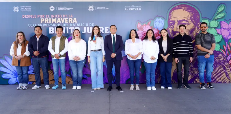 Texmelucan conmemora natalicio de Benito Juárez y celebra llegada de la primavera con desfile