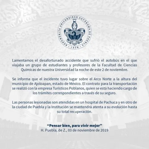 De Facultad de Química, alumnos y docentes BUAP heridos tras choque de autobús