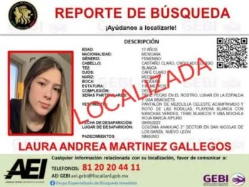 Menor desaparecida en NL aparentemente se encuentra en la CDMX