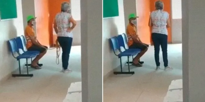 Mujer lleva a su marido amarrado para que le apliquen vacuna covid