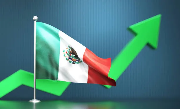 Bandera de México con gráfico ascendente