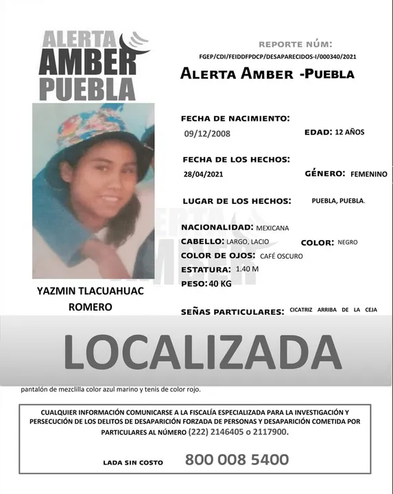 Localizan a menor de 12 años de edad reportada como desaparecida