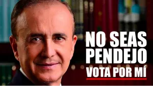 Usa Pedro Ferriz como slogan de campaña Vota por mí, Pendejo