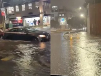 Intensa lluvia inundó vialidades y dejó automóviles varados en varios puntos de Puebla capital