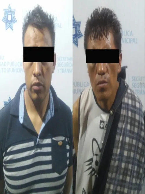Mediante operativo BOMU, detienen fuerzas municipales de Puebla dos probables asaltantes