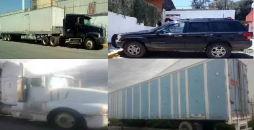 Policía estatal aseguró tres vehículos y tres cajas secas con reporte de robo
