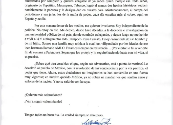 Beatriz Gutiérrez Müller desmiente mudanza a España y responde a críticas